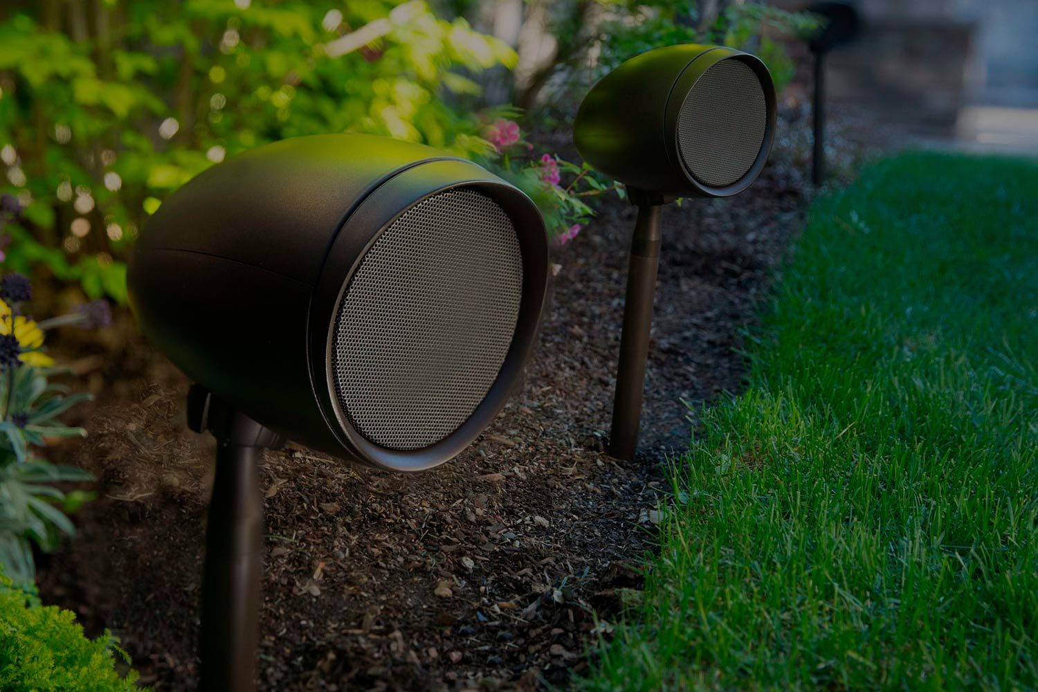 speakers outside in the yard